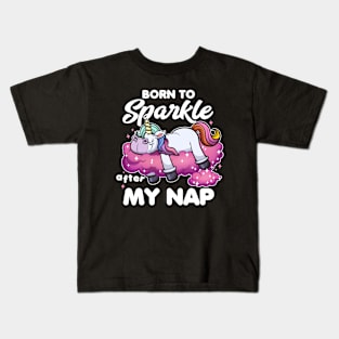 Born To Sparkle Cartoon Unicorn Kids T-Shirt